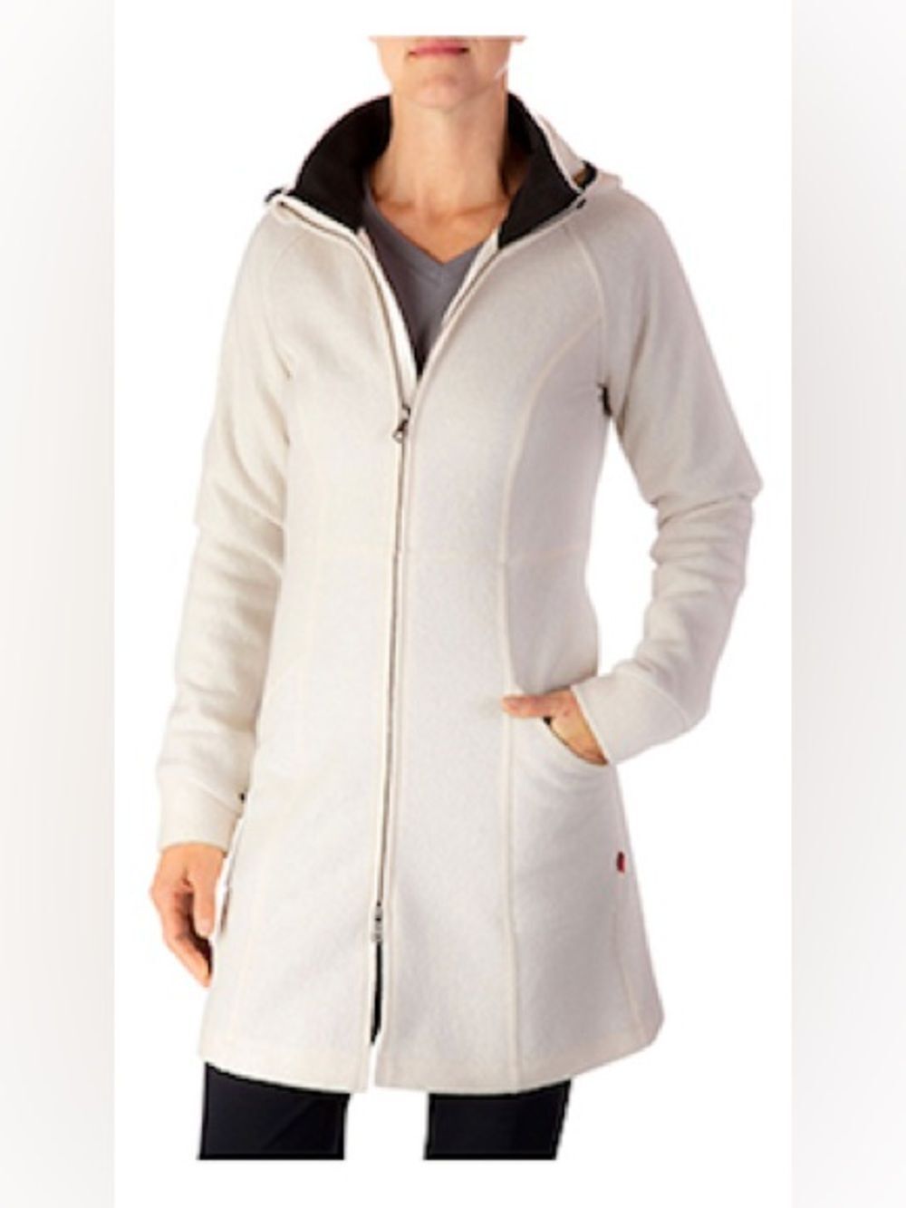 Mountain Khakis Women's Long Hooded Jacket Merino Wool Cream Size S - Picture 2 of 11